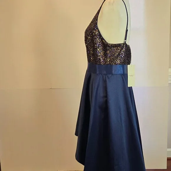 EVER-PRETTY Women's Asymmetric Skirt ,V-Neck, A-line Dress Sz: 2XL Navy Blue - Picture 10 of 16